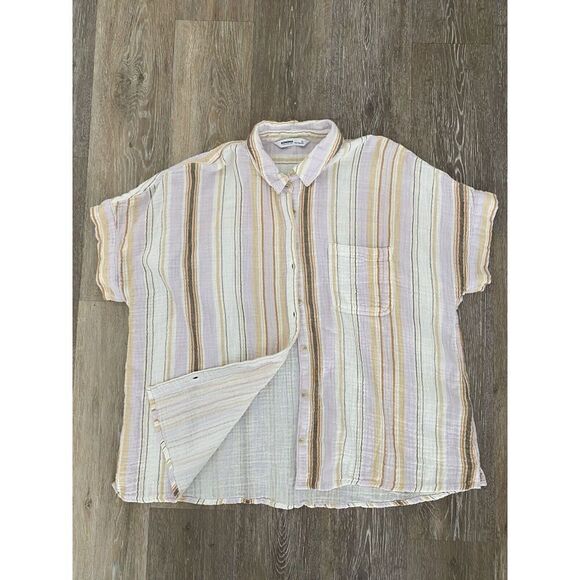 Sonoma Womans XL Striped Button up Shirt Sleeve top - Picture 7 of 7